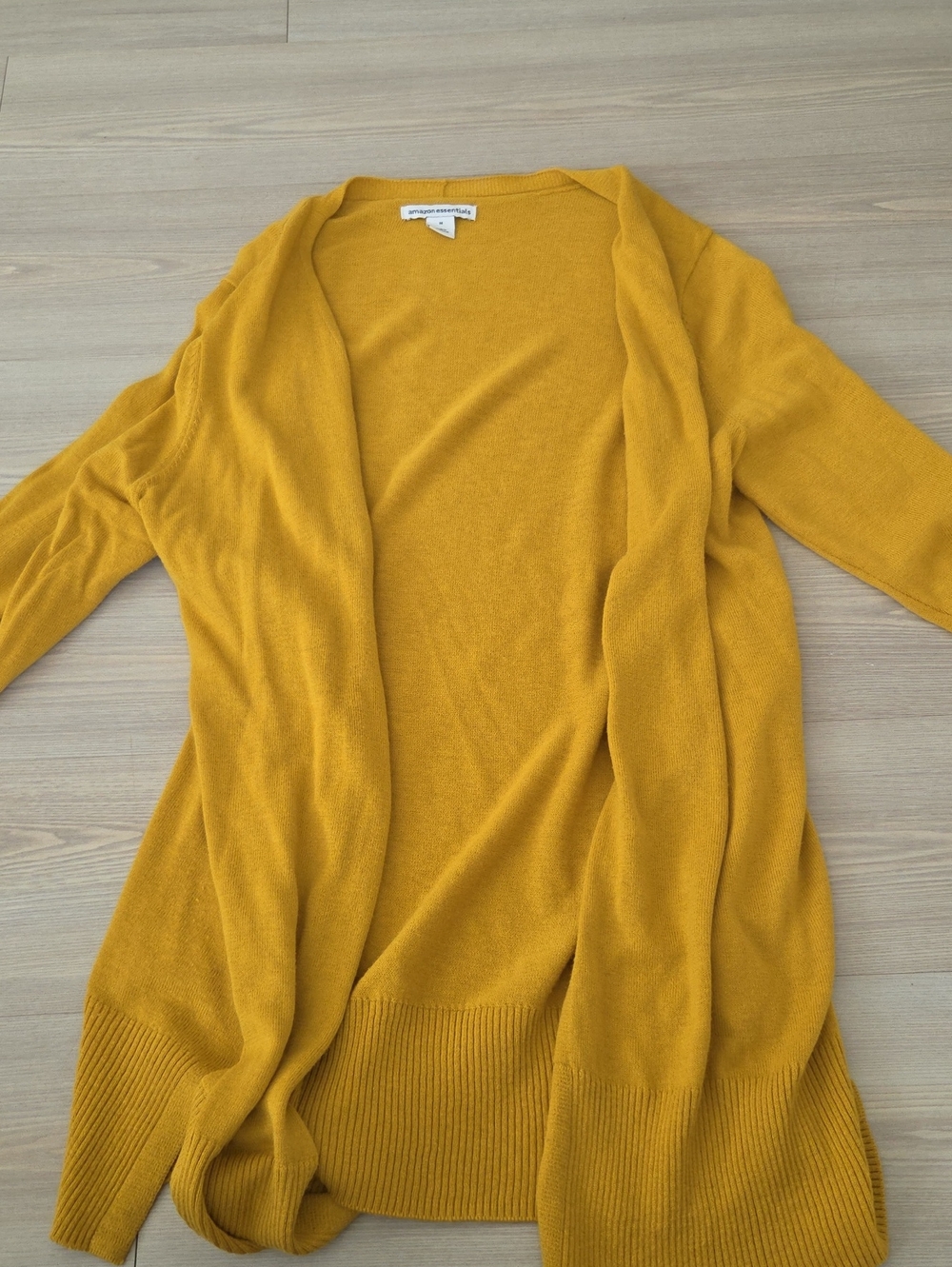 Amazon Essentials Mustard Yellow Open-Front Cardigan